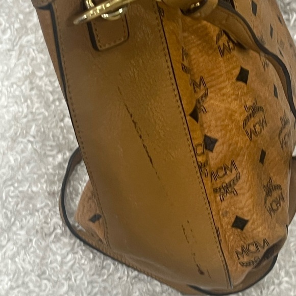 MCM Visetos Drawstring Leather Trimmed Tote - Picture 6 of 15